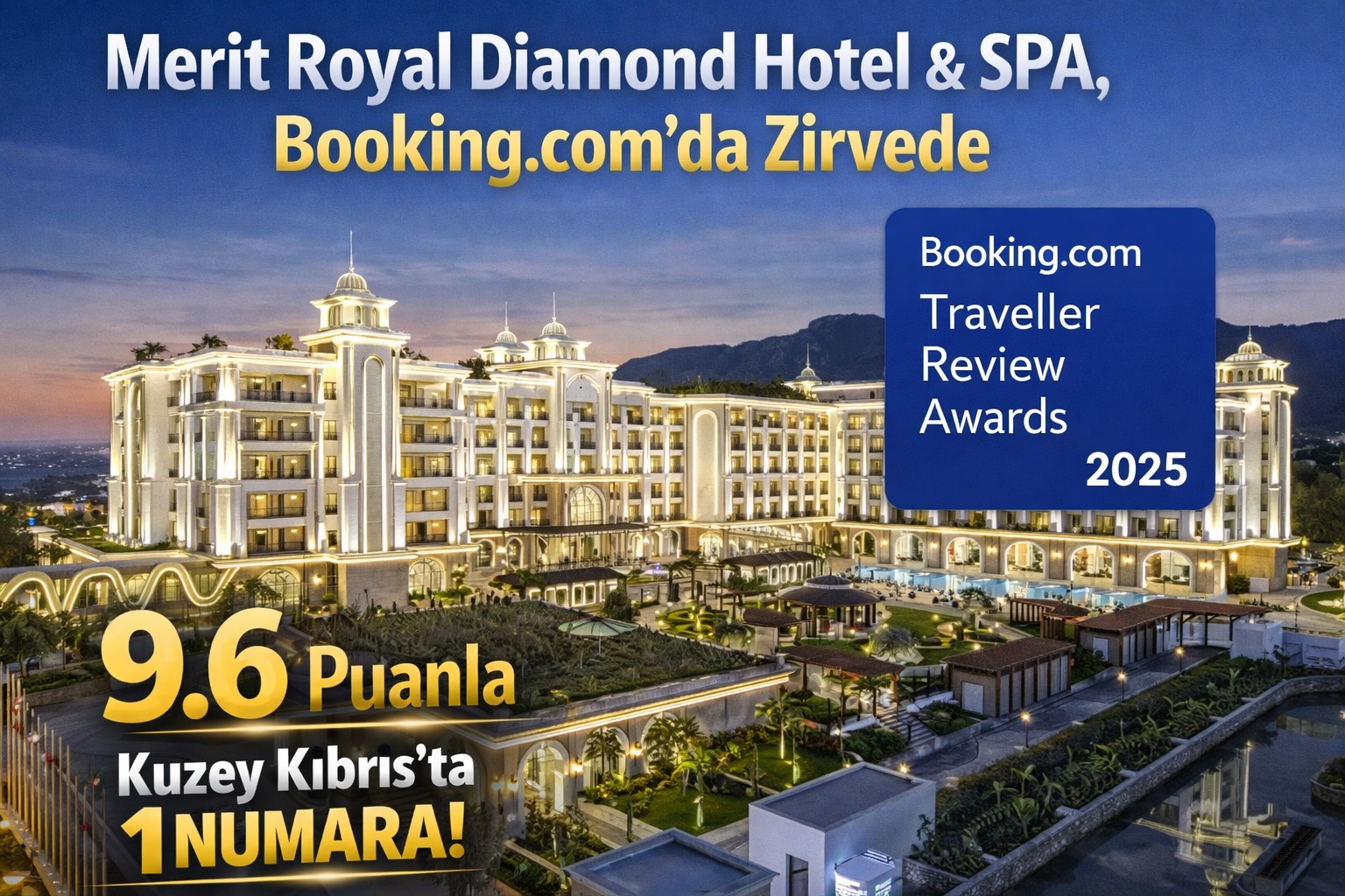 Merit Royal Diamond Hotel & SPA, Booking.com’da Zirvede